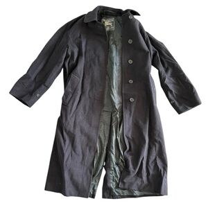 VINTAGE Burberry Trench Coat ALPACA VIRGIN WOOL men BLUE NAVY SIZE Large